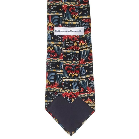 Metropolitan Museum Of Art Silk Necktie Horizonal Pattern Blue Red Gold Tribal - Picture 7 of 8